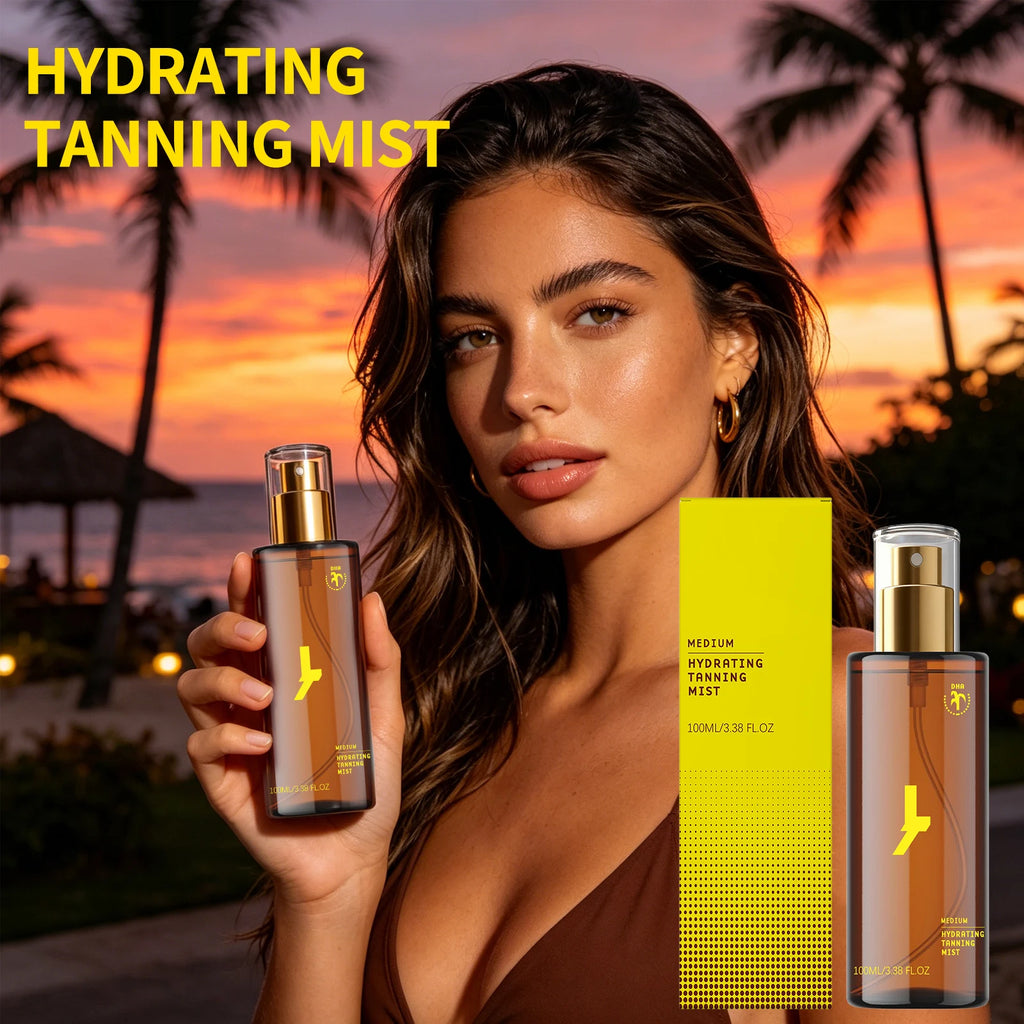 Body Self Tanning Essence Spray Quick Natural Tanning Moisturizing Sunless Promote Body Face Bronze Wheat Skin Self Tanner Spray Oasis Select