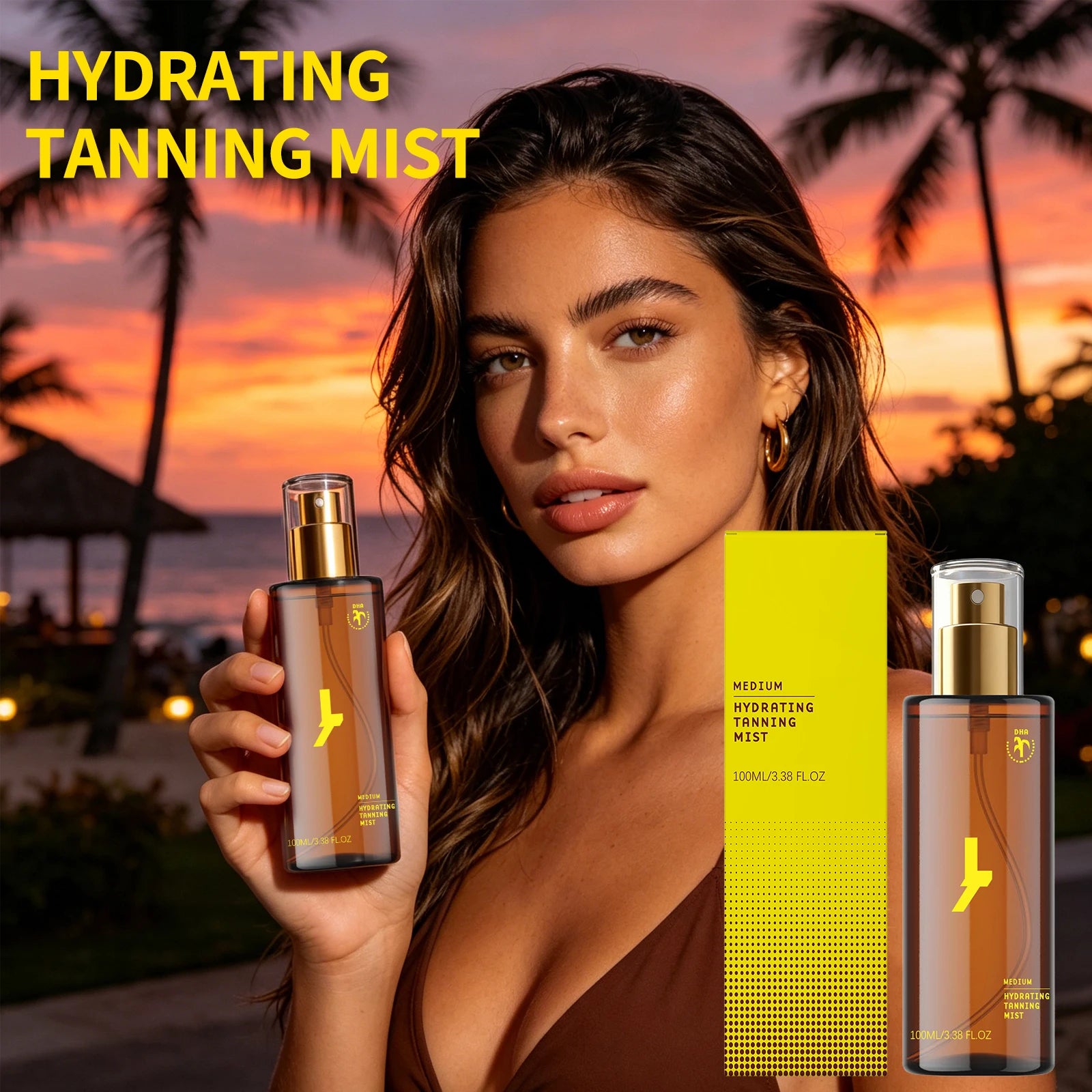 Body Self Tanning Essence Spray Quick Natural Tanning Moisturizing Sunless Promote Body Face Bronze Wheat Skin Self Tanner Spray Oasis Select