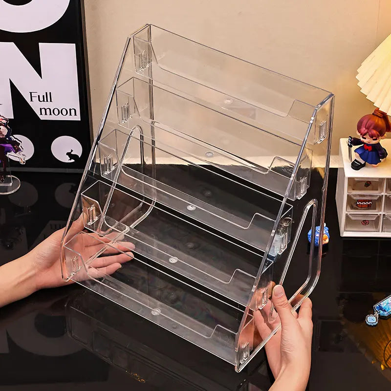 1pc stepped acrylic badge display rack, transparent desktop storage rack suitable for anime bars cards jewelry accessories Oasis Select
