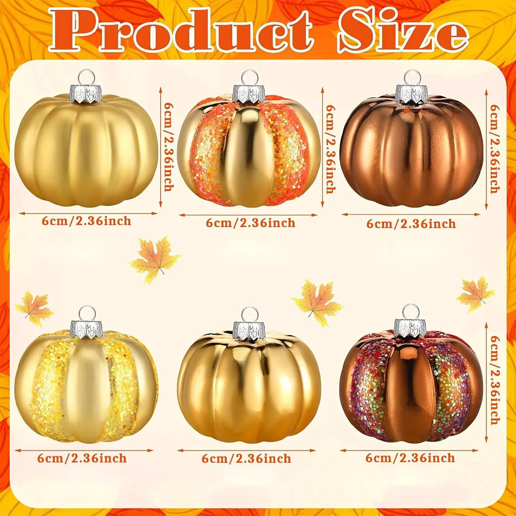 12pcs Halloween Hanging Ornaments Thanksgiving Pumpkin Ball Hanging Pendants DIY Christmas Tree Decoration Home Party Decors Oasis Select