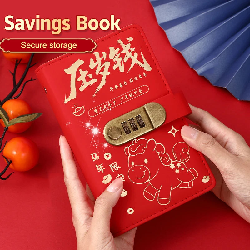 With Password Lock 100 Envelopes Money Saving Challenge Lucky Money PU Savings Binder Reusable Portable Money Collection Book Oasis Select
