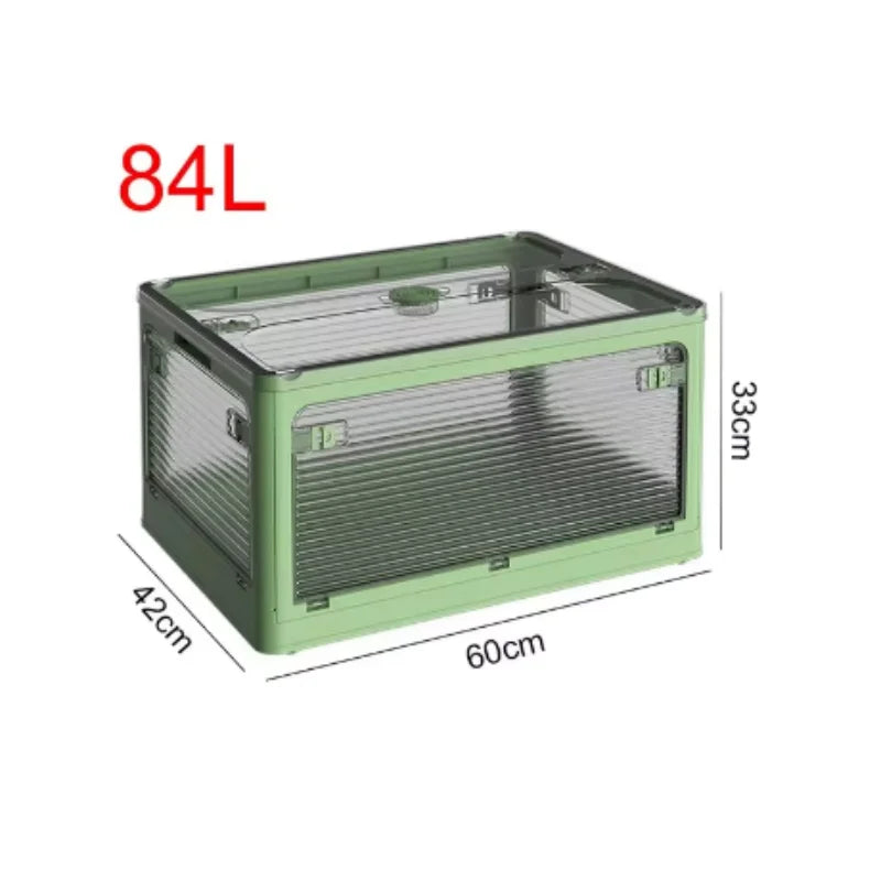 Large Capacity Storage Box with Lid Toys Books Food Sundries Organizer Foldable Car Storage Bin Closet Clothes Container Outdoor Oasis Select Green 84L