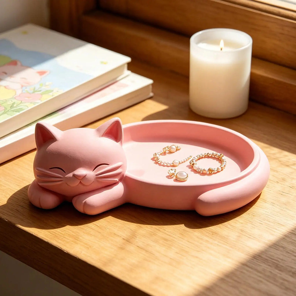 Jewellery Tray Decorative Cat Shape Jewelry Storage Trinket Organizer Dish Trinket Tray Cat Shape Necklaces Storage Tray Oasis Select