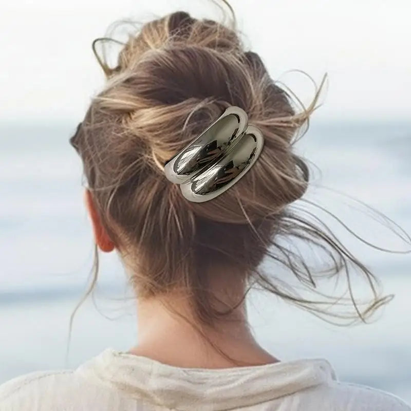 Metal Hair Ties 4X Geometric Elastic Hair Ropes Fashion Gold Hair Cuff Wrap Decorative Hair Bands Ponytail Holders for Women Oasis Select