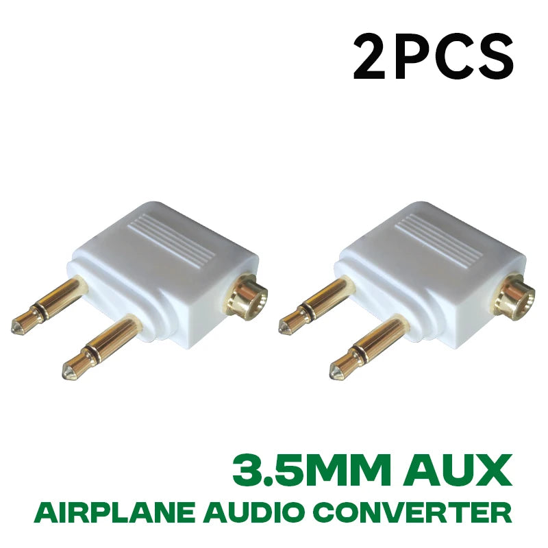Wholesale 1-10PCS/Lot 3.5MM AUX Airplane Audio Converter Airline Aircraft Headphone Plug Jack Audio Adapter For Aircraft Travel Oasis Select 2PCS White