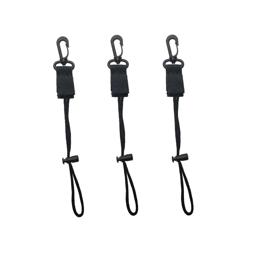 BCD Scuba Gear Clips Lanyard for Diving-Quick Release Equipment Breakaway ID Lanyard Keyring Compass Flashlight Holder Console Oasis Select Black 3 Pieces