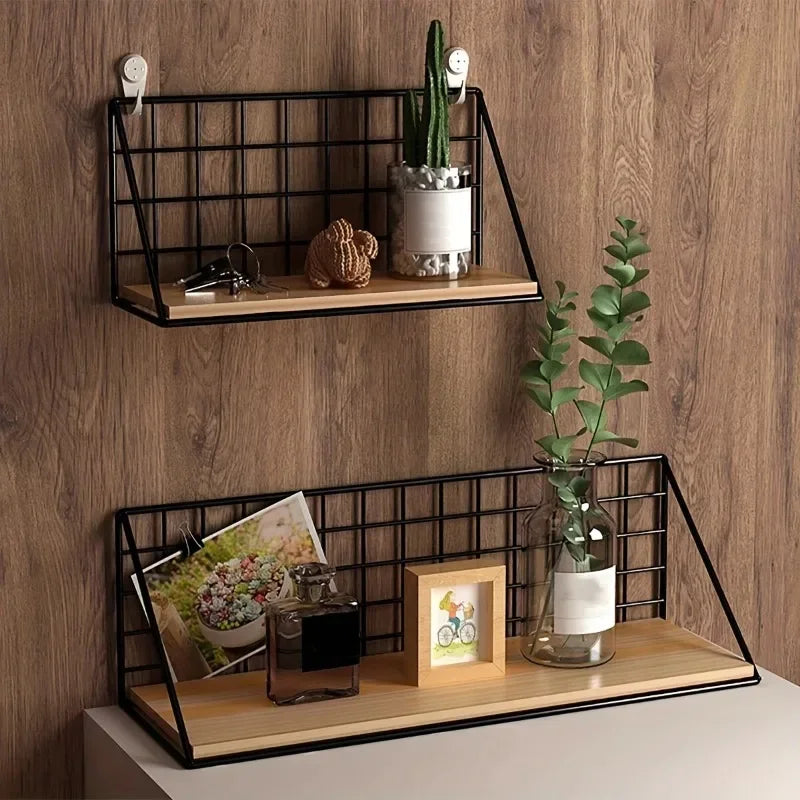 1pc wooden wall-mounted storage and display rack, plant stand, and key holder, suitable for dormitories, bedrooms, and bathrooms Oasis Select