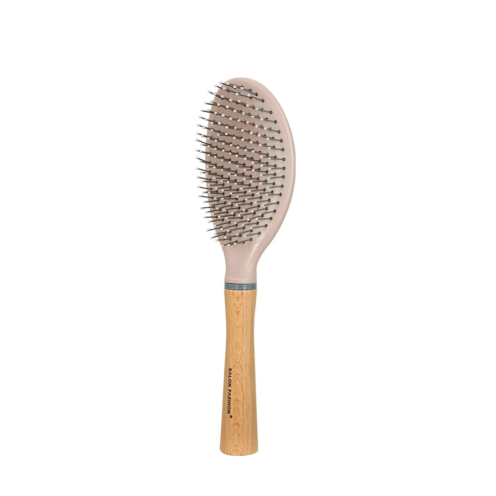 Wooden handle hair comb Hair Curling Brush Anti Static Air Cushion Brush Anti Detangling HairBrush Salon Styling Hair Tools Oasis Select Detangling-pink