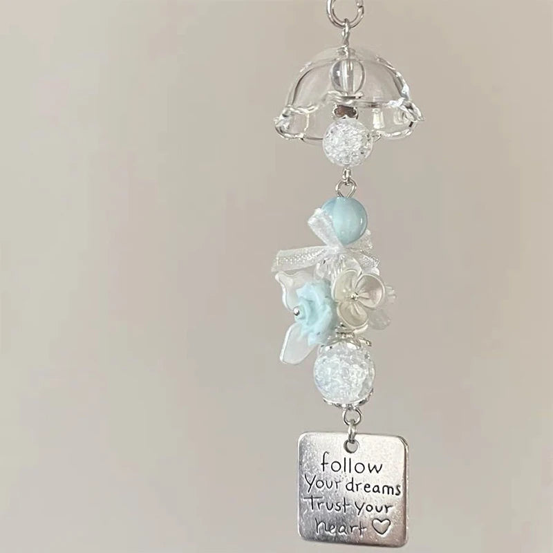 Transparent Keychain Cute Wind Chime Pendant Keyring Mobile Phone Lanyard Kawaii Bag Decorative Accessories Home Decorations Oasis Select A6