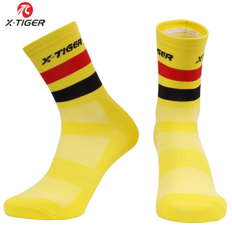 X-TIGER Cycling Socks for Men Breathable Anti-slip Professional Sports Sock Outdoor Running Bike Hiking Basketball Socks Oasis Select 06