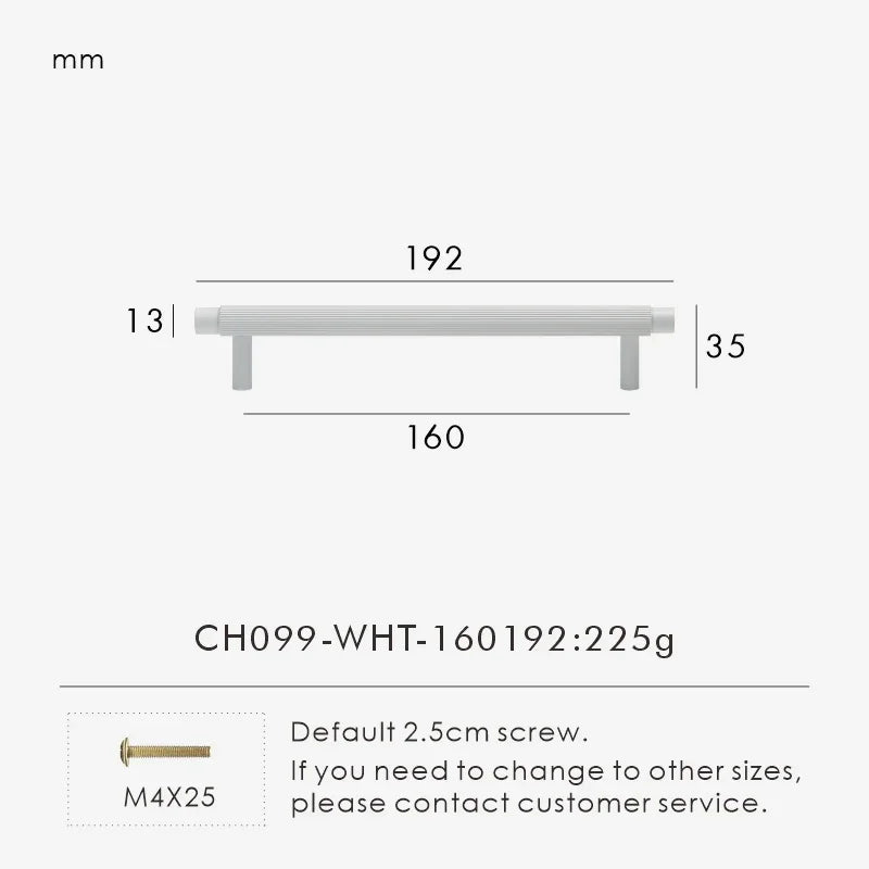 Solid Brass Linear Cabinet Handle Drawer Tbar Cabinet Door Pull White Matte Gold Bronze Available Many Size Opation Oasis Select CH099-WHT-160192