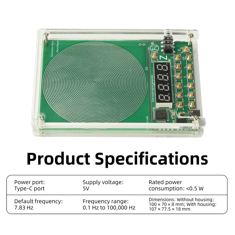 DC 5V 0.01Hz~100000Hz Adjustable Frequency 7.83HZ Schumann Wave Generator Sine Wave Signal Generator Micro Type C Interface Oasis Select