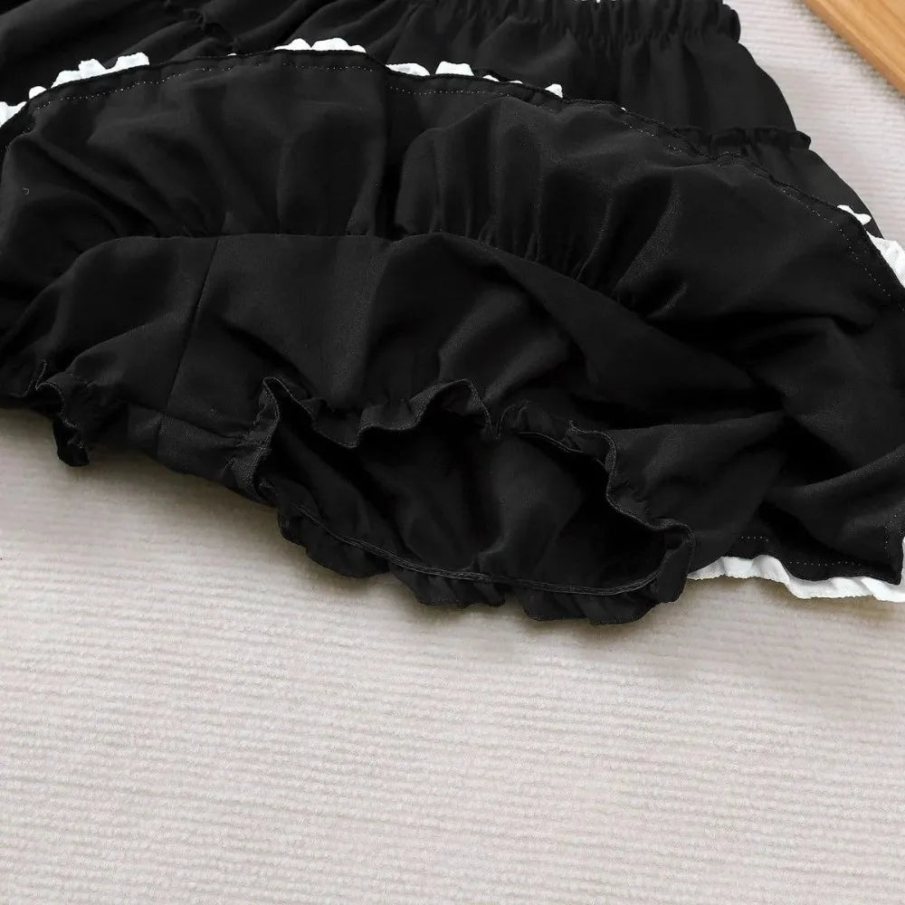 Elegant High Waist Pleated Bubble Skirt A Line Ruffle Hem A Line Skirt Short Pleated Design Puffy Cake Skirt Harajuku Style Oasis Select