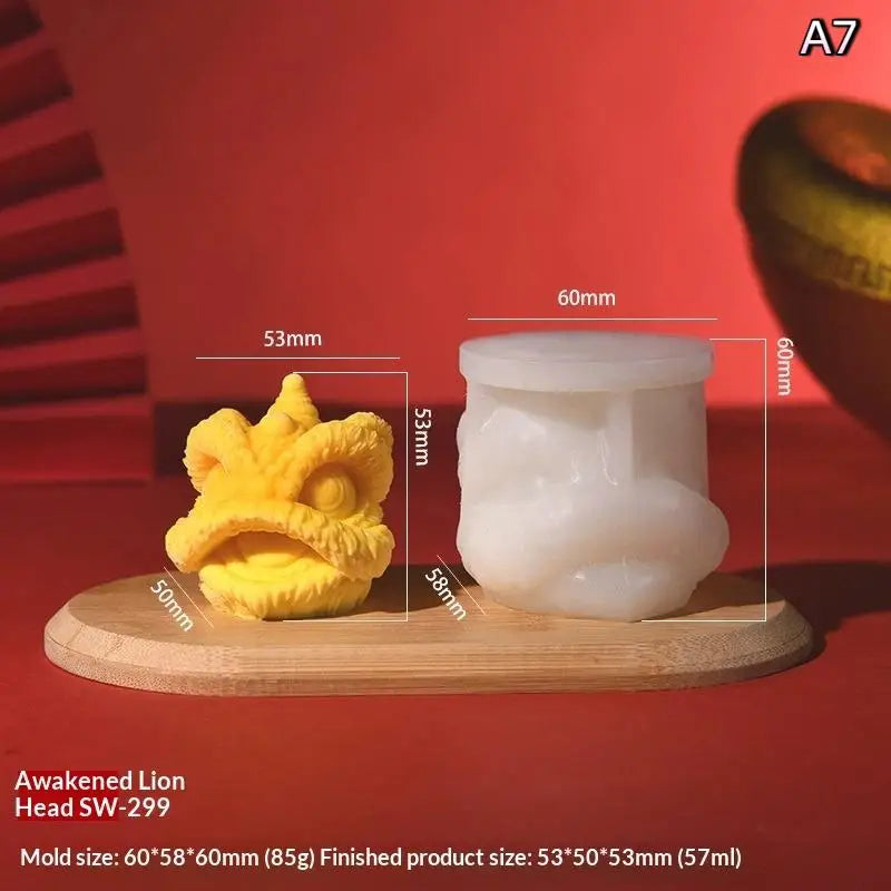 3D Milk Jelly Silicone Cake Mold Lion Dance Pig Pudding Mould for Home Baking Dessert Decoration Accessories Oasis Select A7