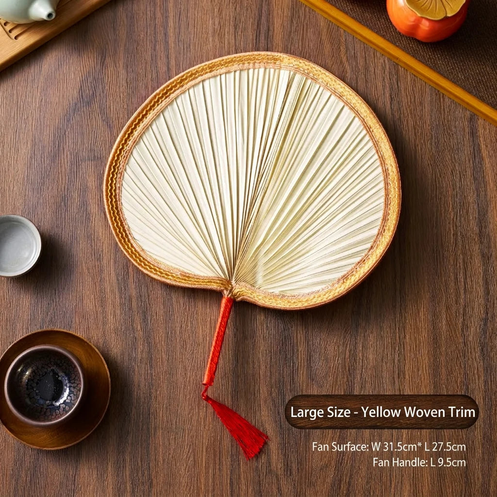 Handheld Cooling Fan Solid Traditional Hand Fan Palm Leaf Fan Soft For Fire Stirring Indoor Decorative Use Oasis Select Yellow-37x31.5 cm