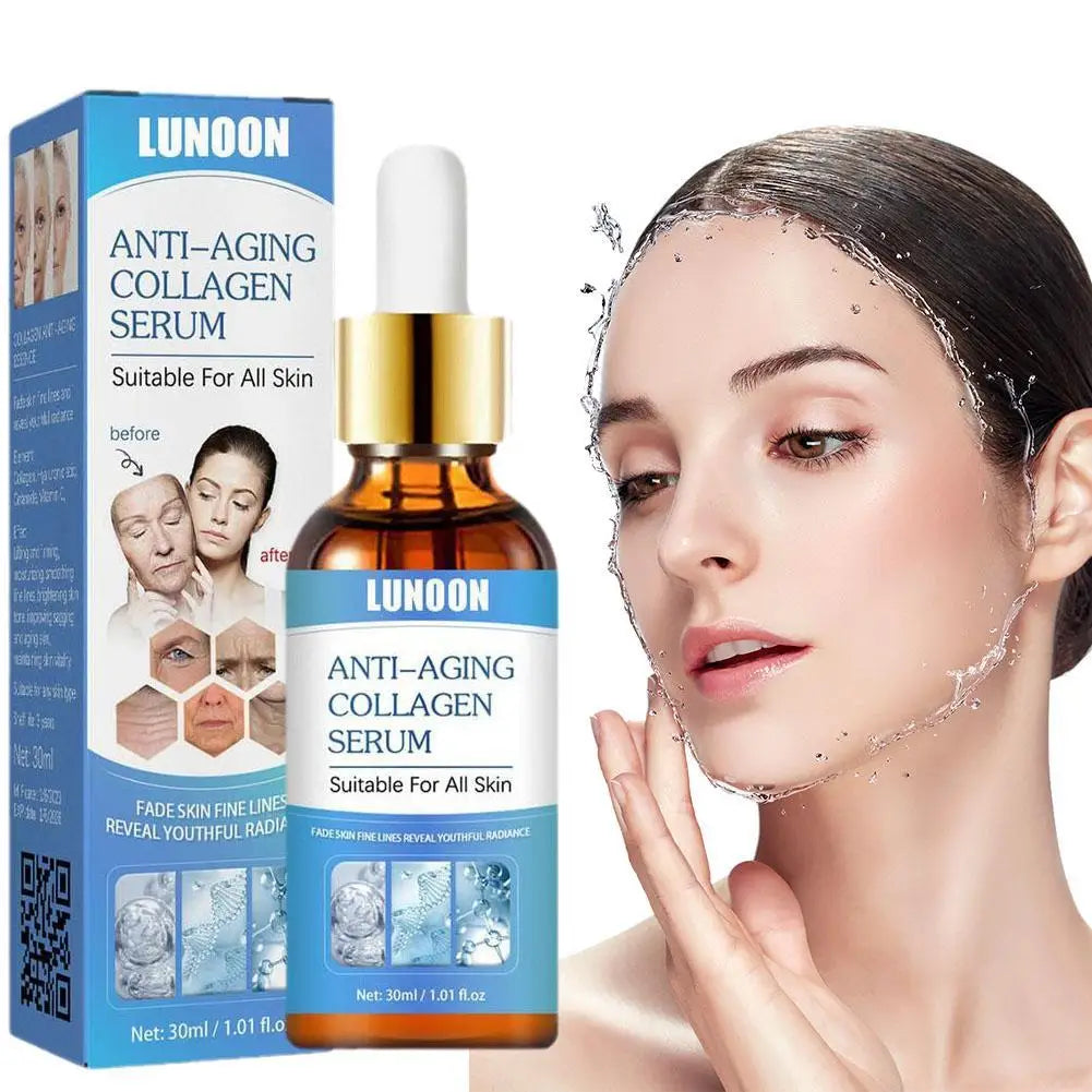 Collagen Face Whitening Serum Smooth Dry Skin Removal Wrinkles Moisturizing Fade Dark Spots Face Brighten Essence Skin Care 30ML Oasis Select