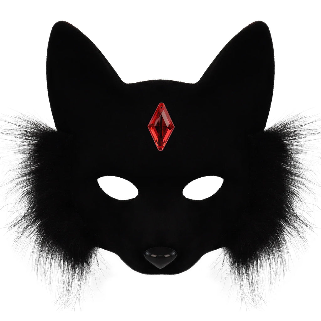 Trendy Animal Half Face Masks Fox Cat Mask Costumes Props for Halloween Cosplay Party Oasis Select Black 1