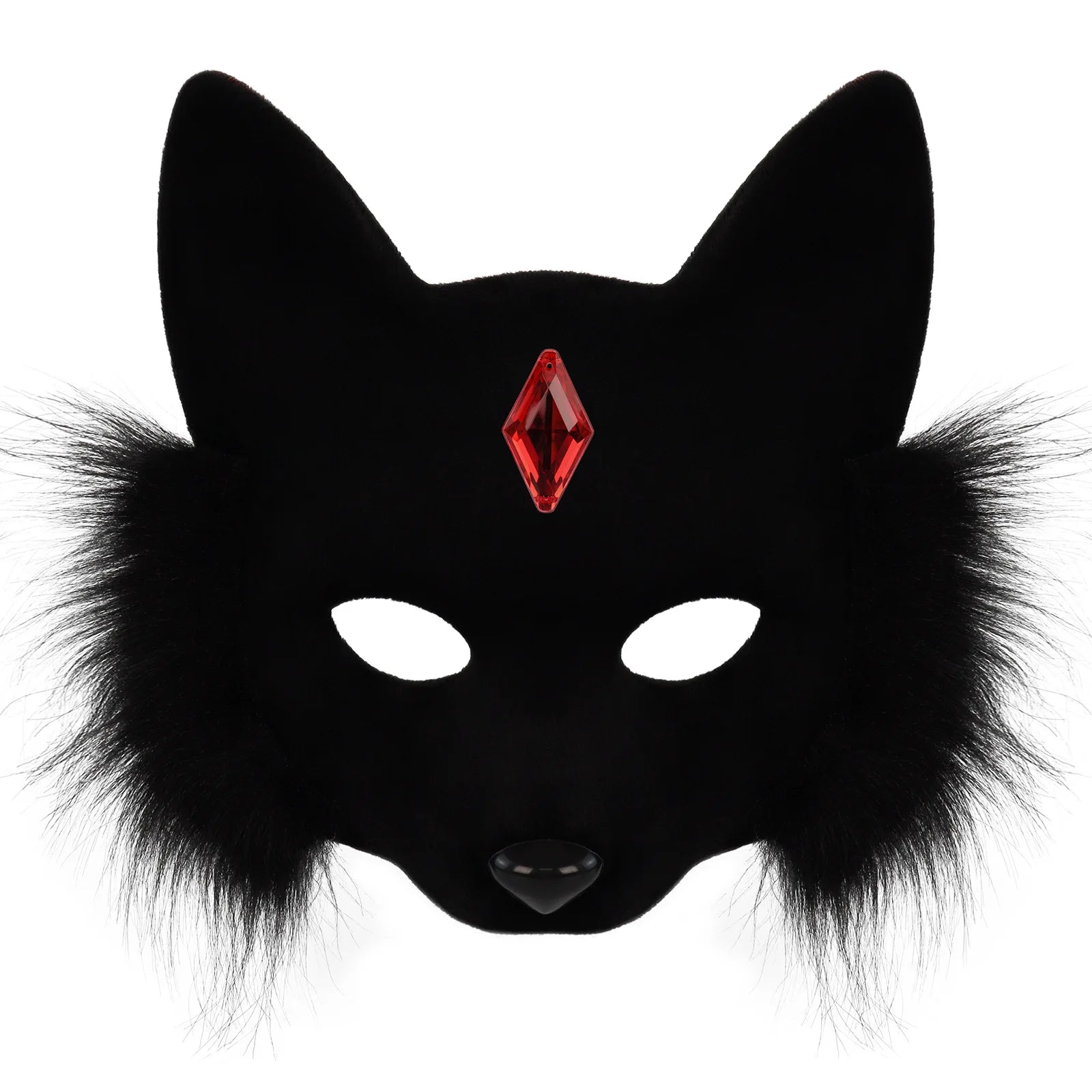 Trendy Animal Half Face Masks Fox Cat Mask Costumes Props for Halloween Cosplay Party Oasis Select Black 1