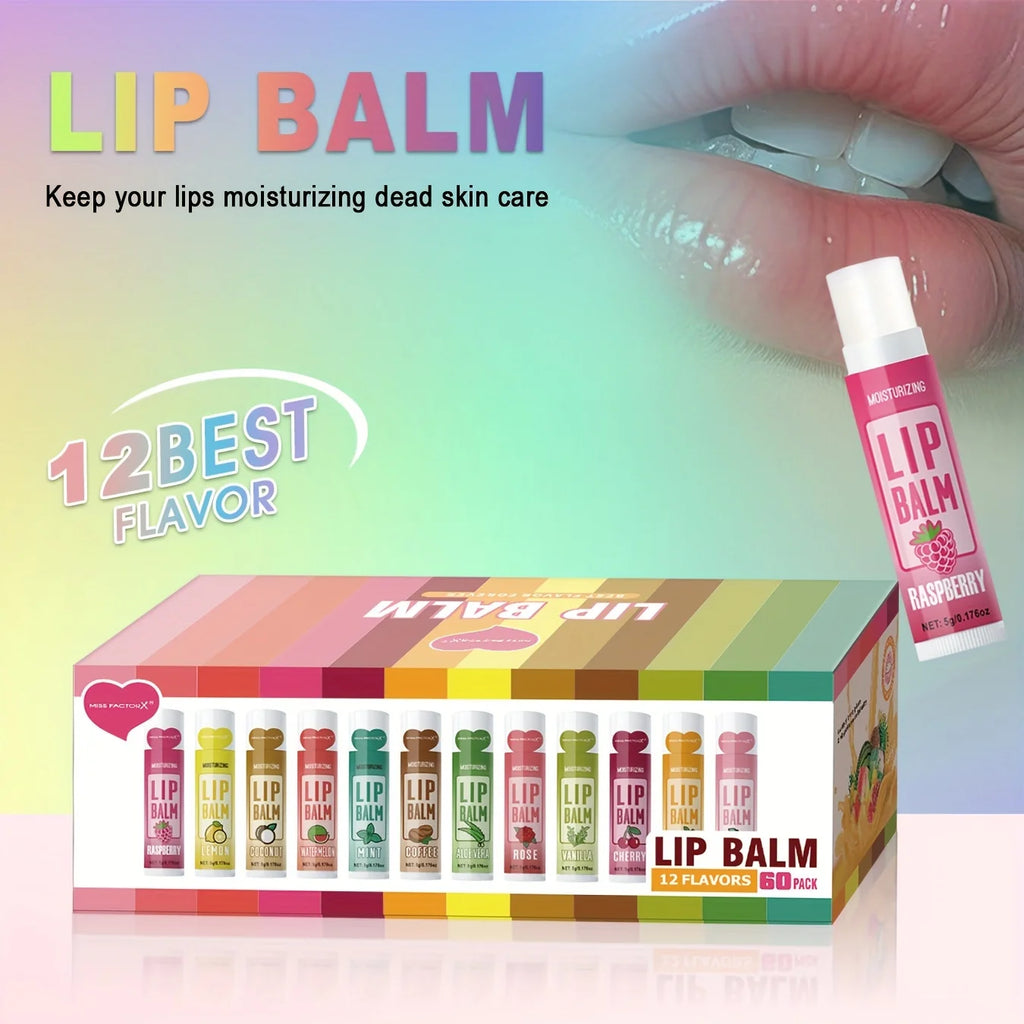 60PCS Moisturizing Lip Balm set 5g Deep Moisturizing and brightening Lip Color Gift for holiday parties Oasis Select
