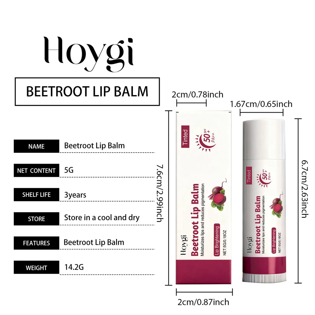 Sun Protective Lip Balm SPF50+ Nourishing Beetroot Brightening Ceramide Kojic Acid Moisturizing Fade Lip Lines Lipstick For Lips Oasis Select Beetroot