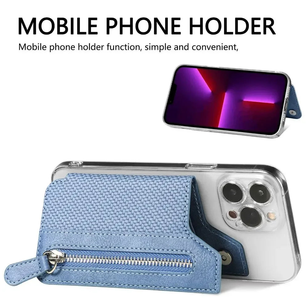 Leathe Mobile Card Bag Phone Pocket Sticker Back Cover Phone Wallet Stick Phone Pouch Phone Card Holder Wallet Case Oasis Select