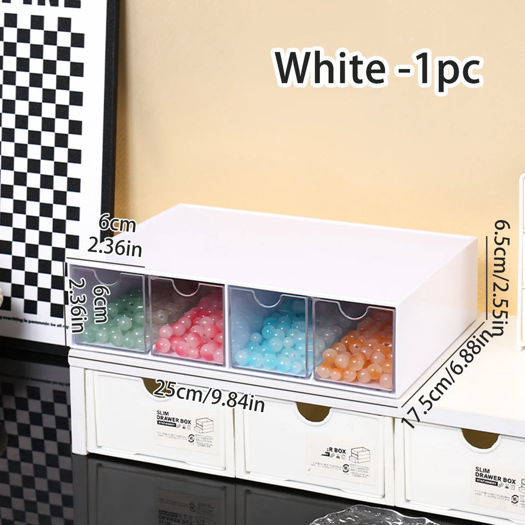 1pc Desktop 1-Layer 4-Panel Bracelet Organizer Suitable for Jewelry, Hair Accessories, Drawer Style Storage Box, Durable Plastic Oasis Select white