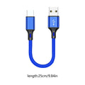 USB C Data Cable 25cm Extra Long USB C Cable Phone Charger Wire Braid Portable Data Transfer Fast Charging Nylon Charger Cord Oasis Select Blue
