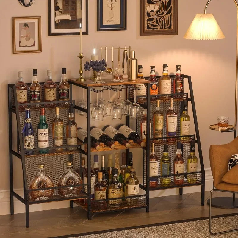 Household Goods Bilateral Floor Keystone Wine Rack Wine Cabinet Wine Display Rack Wine Cocktail Rack Bar Home Storage Oasis Select