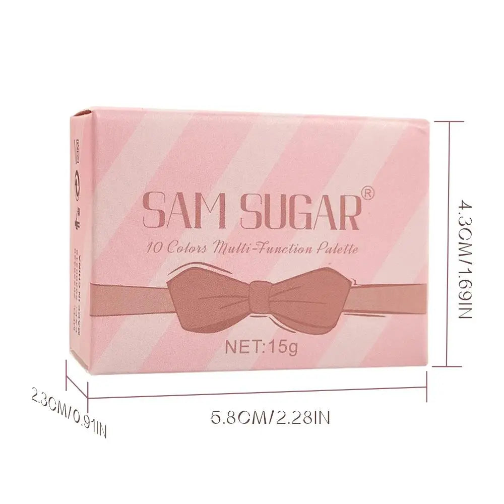 SAM SUGAR 10-Color Eyeshadow Blush Highlight Contour Palette