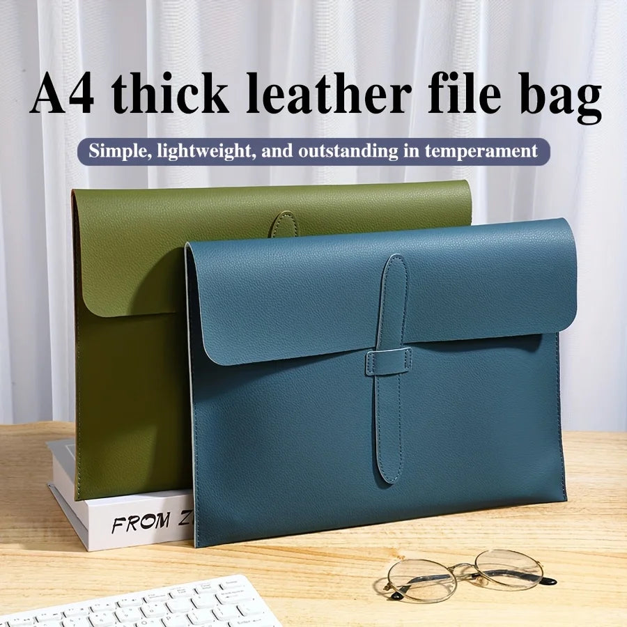 A4 Leather File Folder Document Organizer Bag With Snap Closure Office Supplies Storage Case For Papers Portable Produce Box Oasis Select