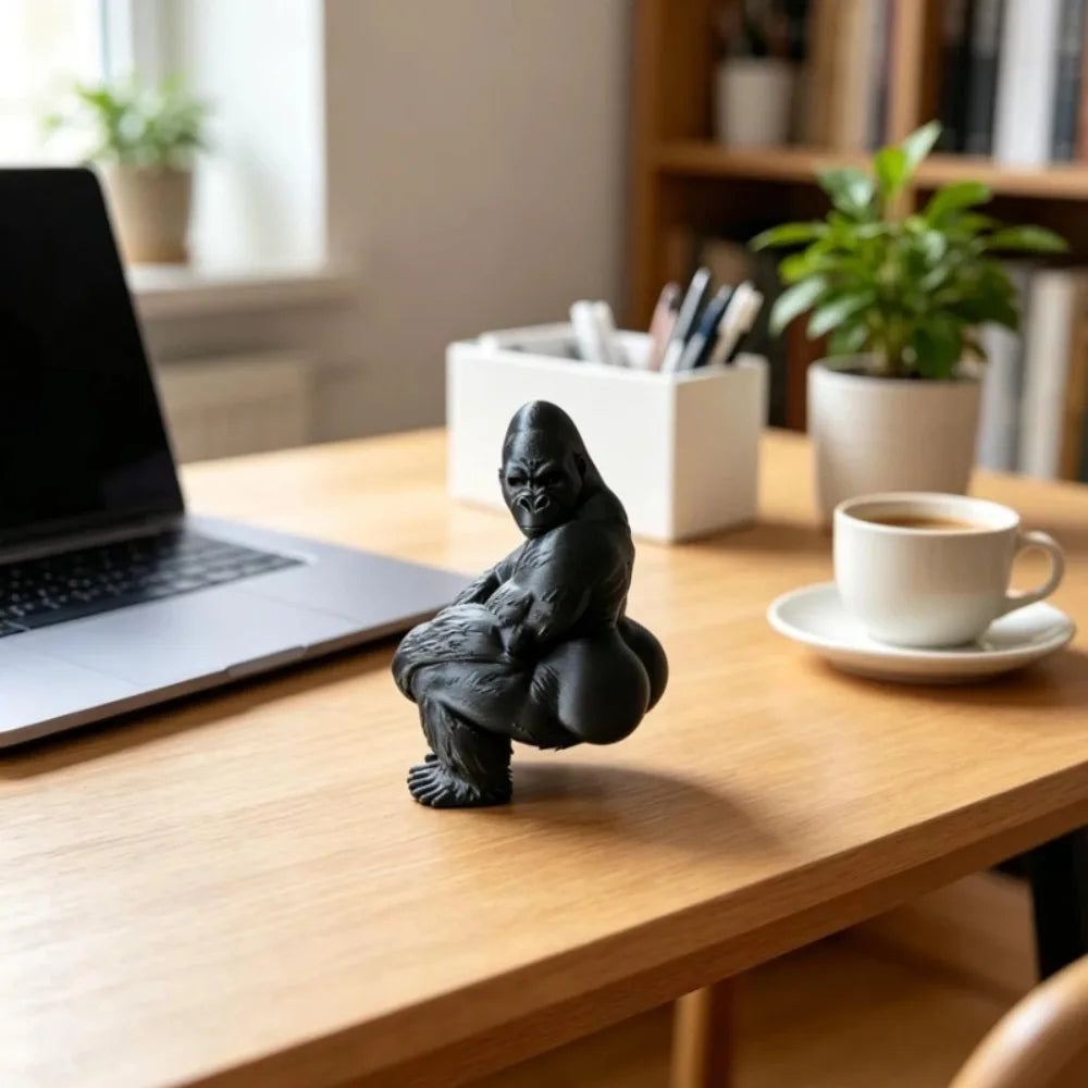 Humorous Gorilla Butt Figurine 3D Printed Miniature Interesting Dancing Gorilla Home Desktop Ornaments Decor Animal Statue Gifts Oasis Select