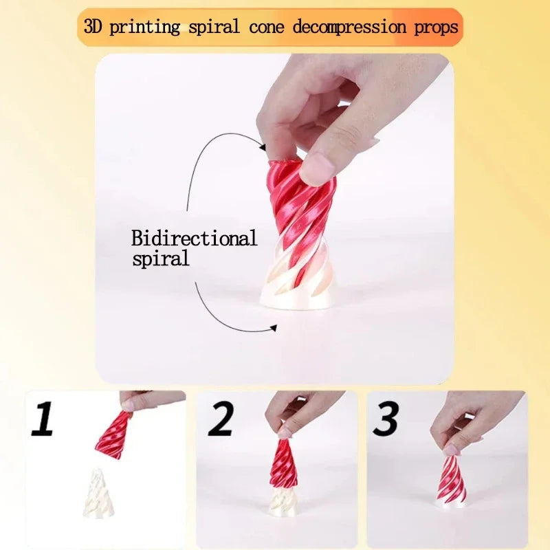 3D Printing Decompression Spinning Toy Through Pyramid Toy Spiral Cone Helix Screw Passthrough Sculpture Decor Toy Oasis Select