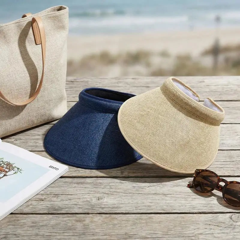 Women's Straw Sun Visor Hat UV Protection Adjustable Empty Top Casual Beach Golf Outdoor Sunshade Cap Oasis Select
