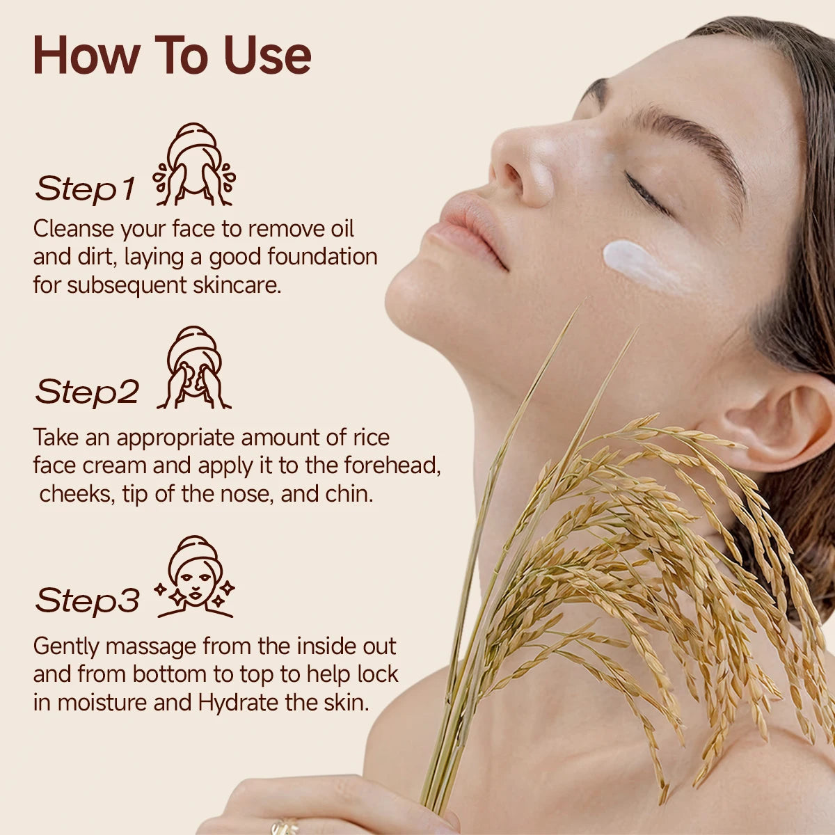 Rice Face Cream Naturally Moisturizes the Skin, Deeply Cleanses, and Has a Cooling Effect; Suitable for All Skin Types. Oasis Select