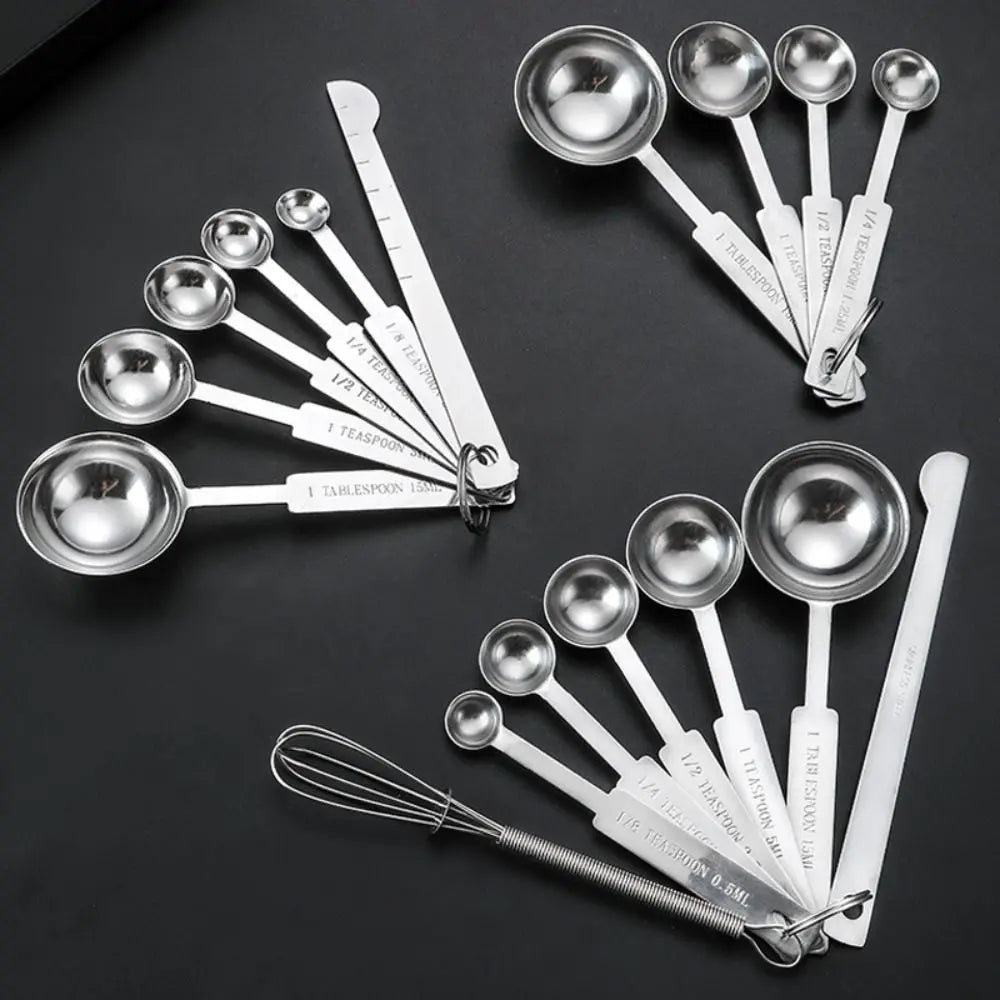 Stainless Steel Measuring Spoon Set – Engraved Scale Baking