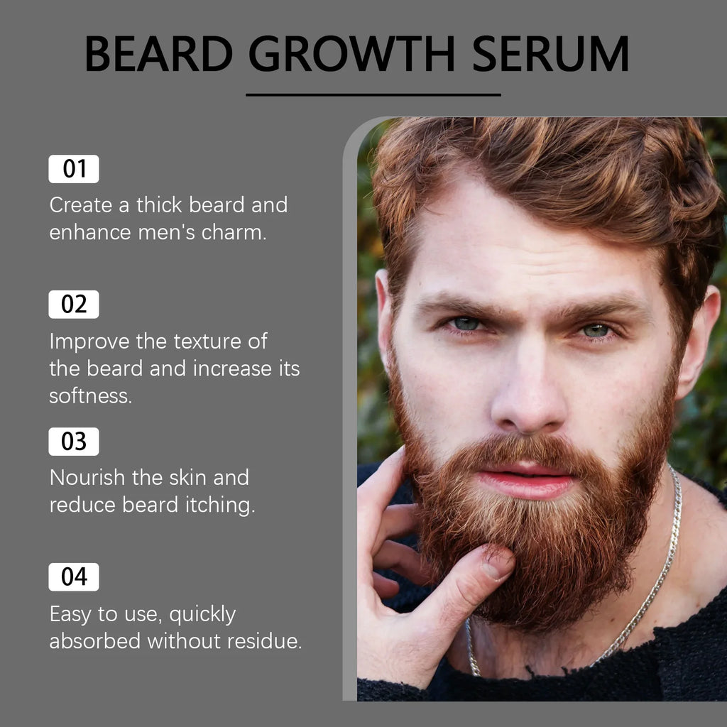 Beard Thickening Care Oil with Roller Ball 0.25mm Strengthen Hair Roots Nourishing Soften Beard Oil for Men Grooming Beard Care Oasis Select