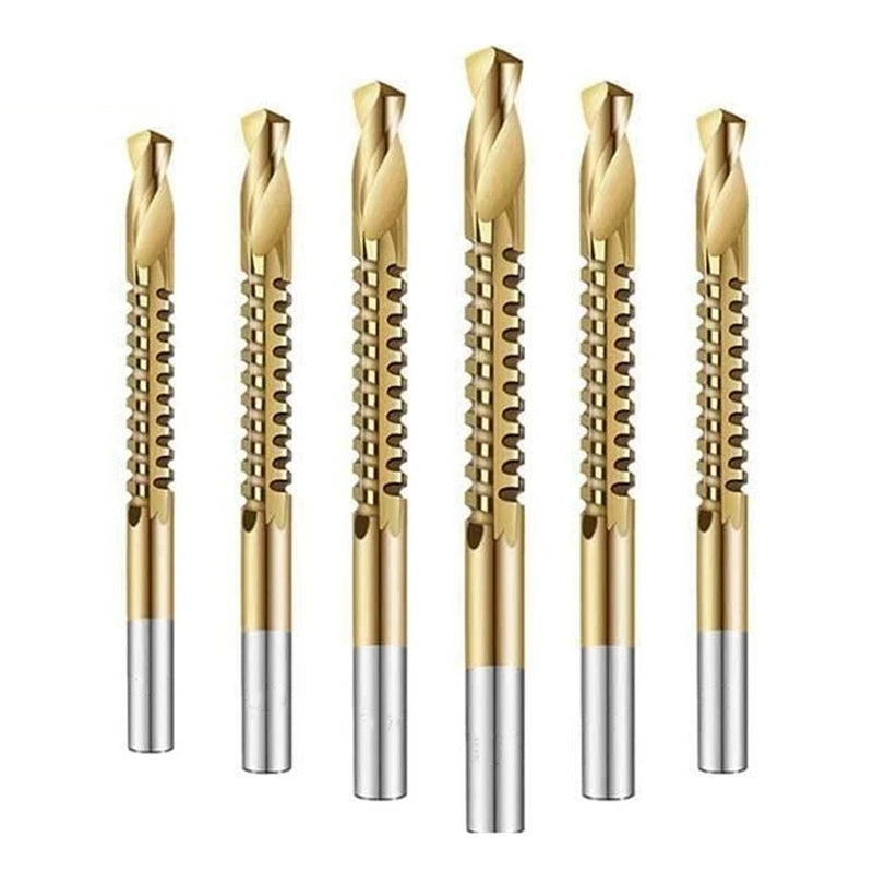 6Pcs Cobalt Drill Bit Set Hole Saw Grooving Set Woodworking Sawtooth Drill Slotted Drill Oasis Select Gold Silver
