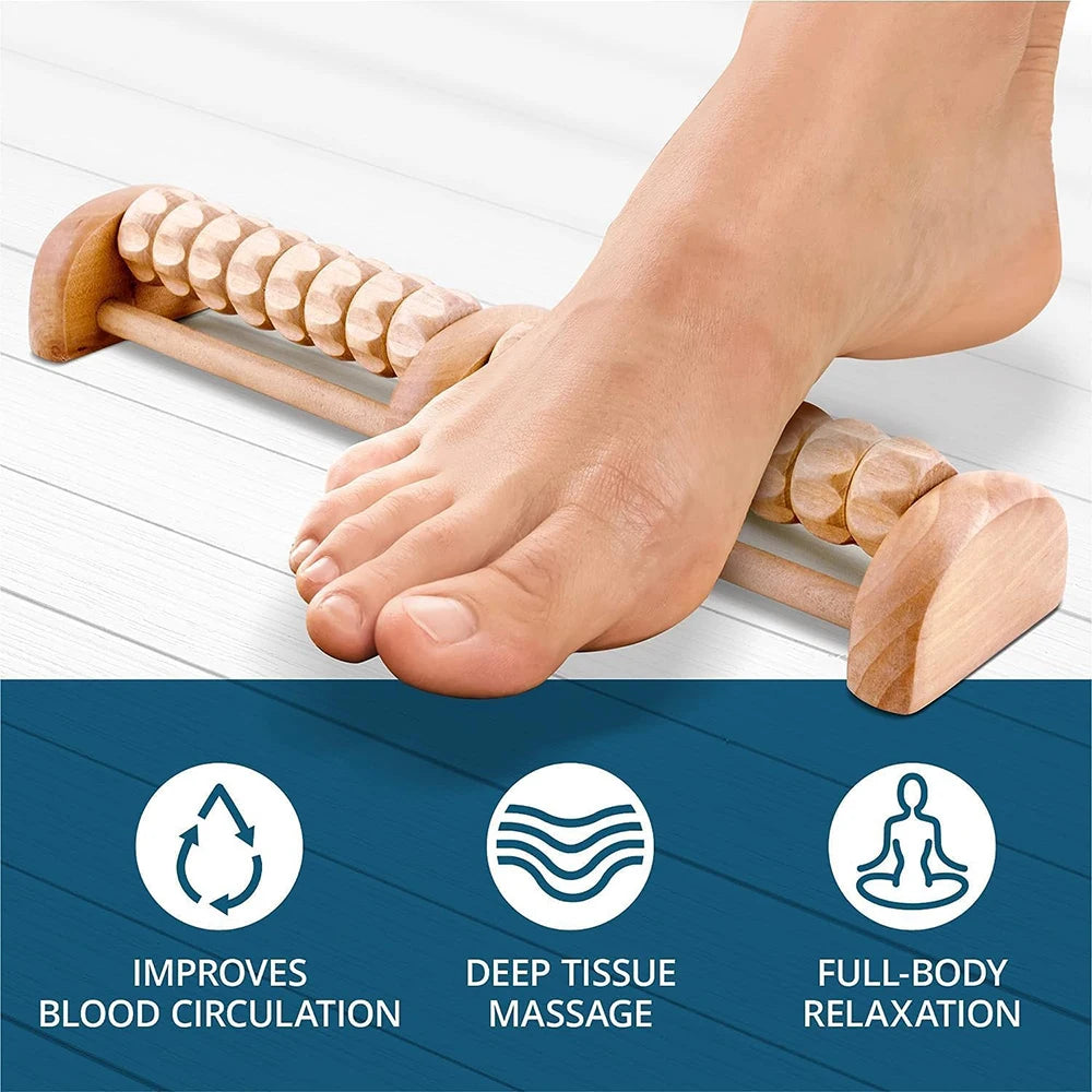 Double Row Foot Sole Massager Wooden Roller Type Solid Wood Foot Foot And Leg Massager Acupoint Ball Oasis Select