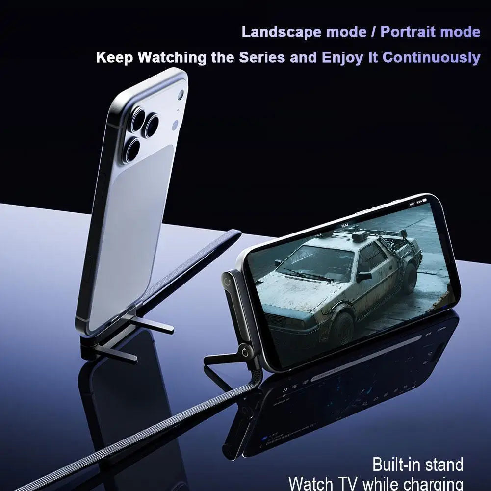 240W Fast Charging Cable with Phone Stand – 90° Elbow USB-C