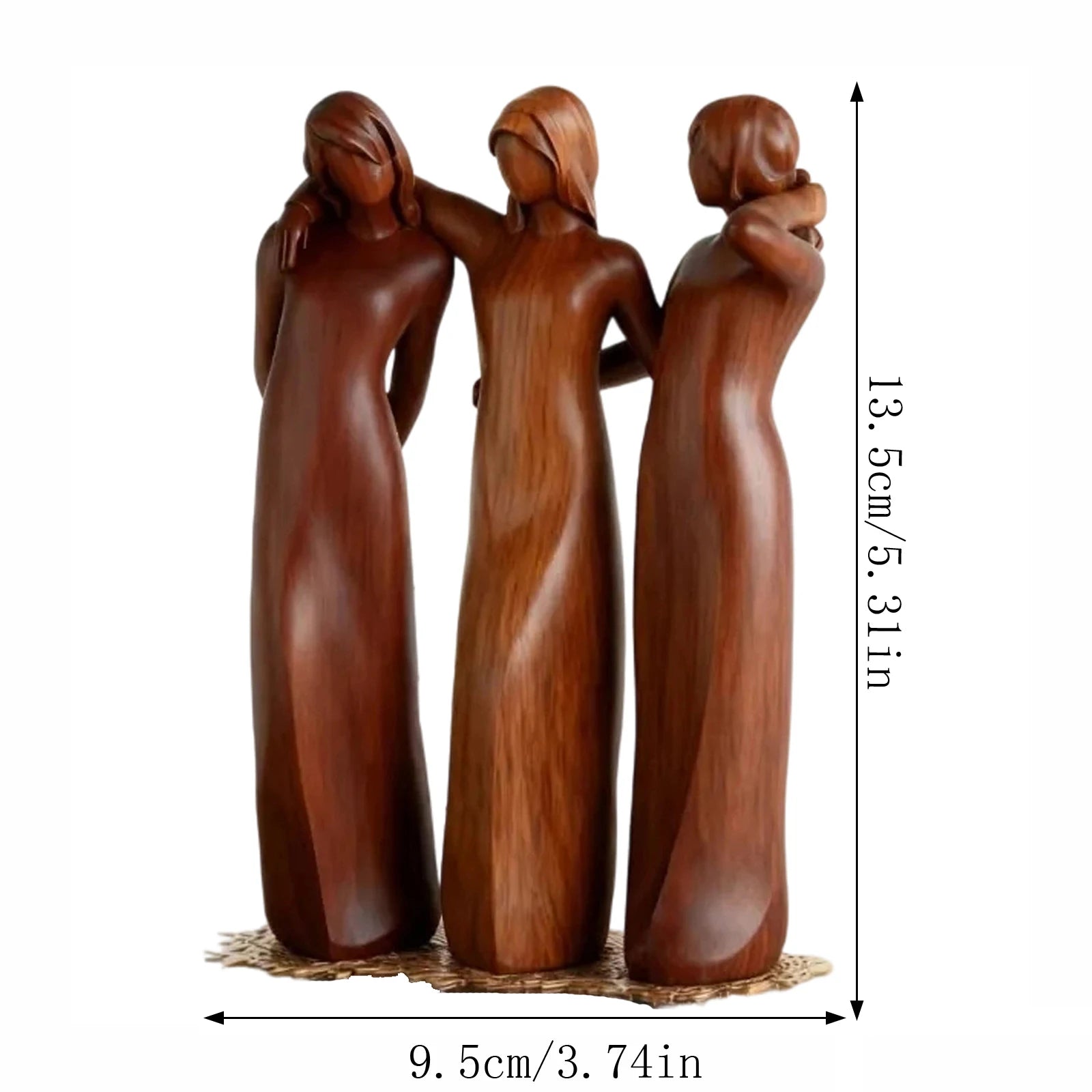 Four Sisters Heart Resin Figurine – Wood-Carved Home Décor Resin Decorative Figurine Oasis Select