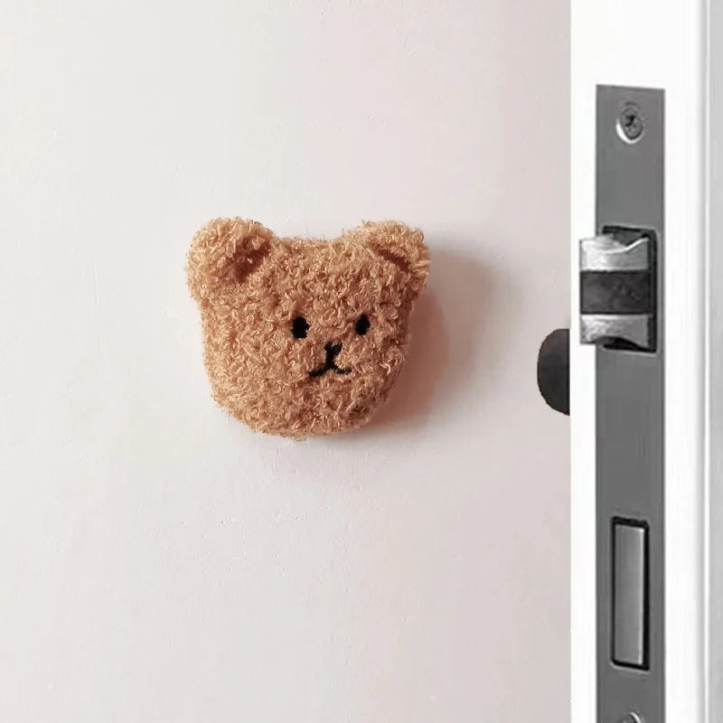 Ins Korean Bear Children's Room Door Rear Handle Silent Anti-collision Sticker Cushion Anti-Bump Wall Protector Door Stopper Oasis Select