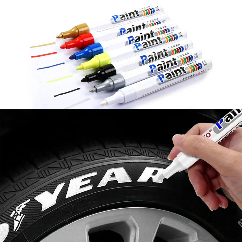 White Waterproof Cars Wheel Tire Oily Mark Pen Auto Rubber Tyre Paint Pen Cd Metal Permanent Paint Marker Graffiti Touch Up Oasis Select