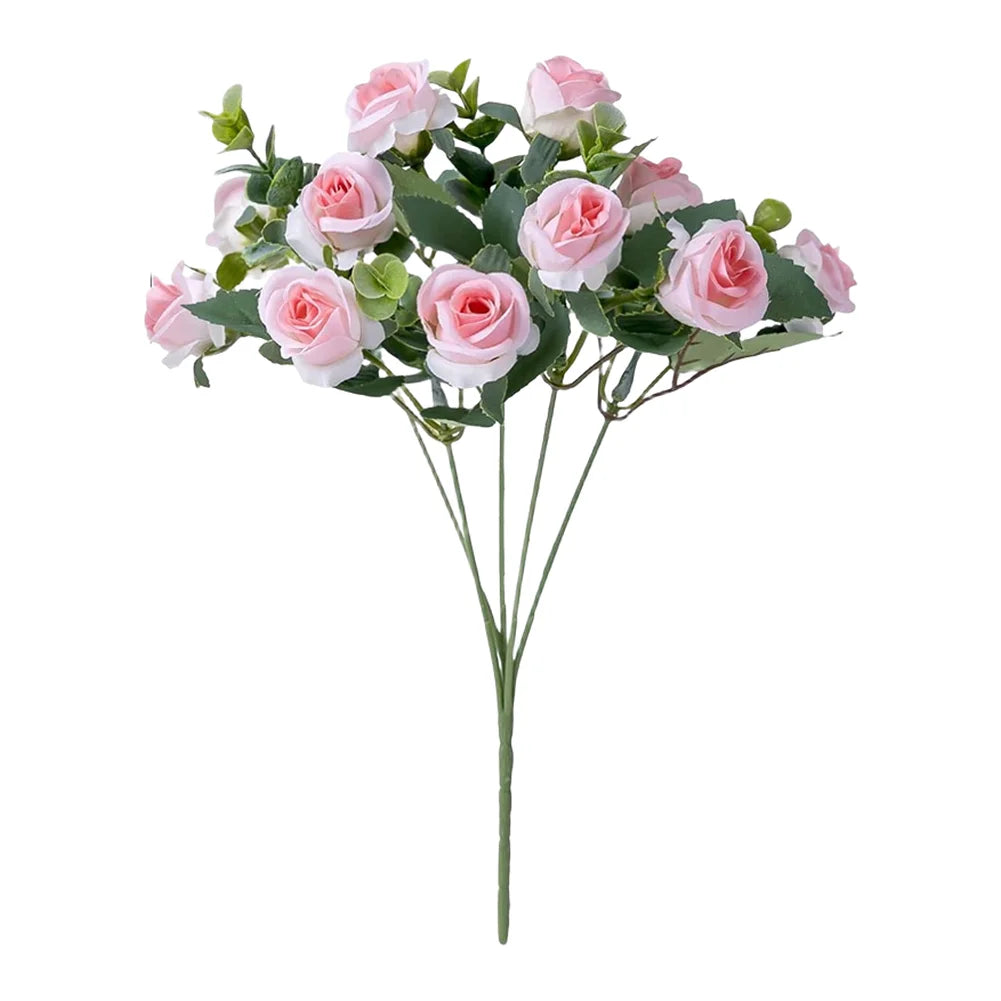 Artificial Eucalyptus Rose Bouquet Plastic Silk Flower For Wedding Home Party Garden Decoration Arrangement Supply Oasis Select Light Pink
