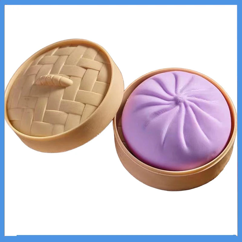 Colorful Dumpling Squishes Stress Balls Fidget Sensory Toys Simulation Food Squishies Bun with Steamer Squeeze Dough Ball Gifts Oasis Select B One Size
