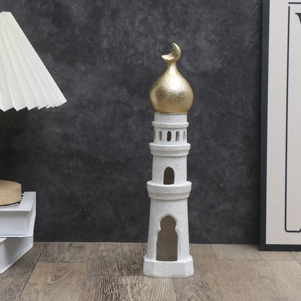 Middle Eastern Castle Moon Tower Resin Statue | Home Decor