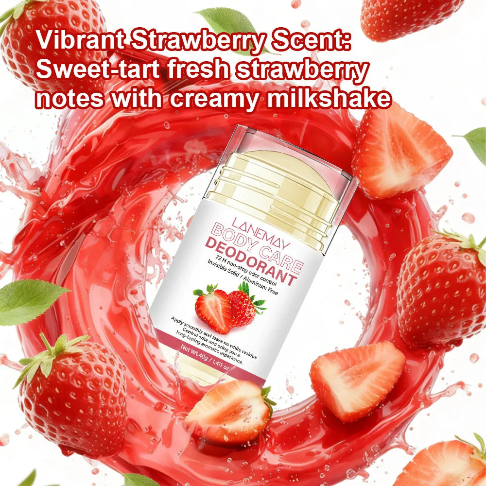 Lanemay Strawberry Deodorant – Aluminum-Free Invisible Solid