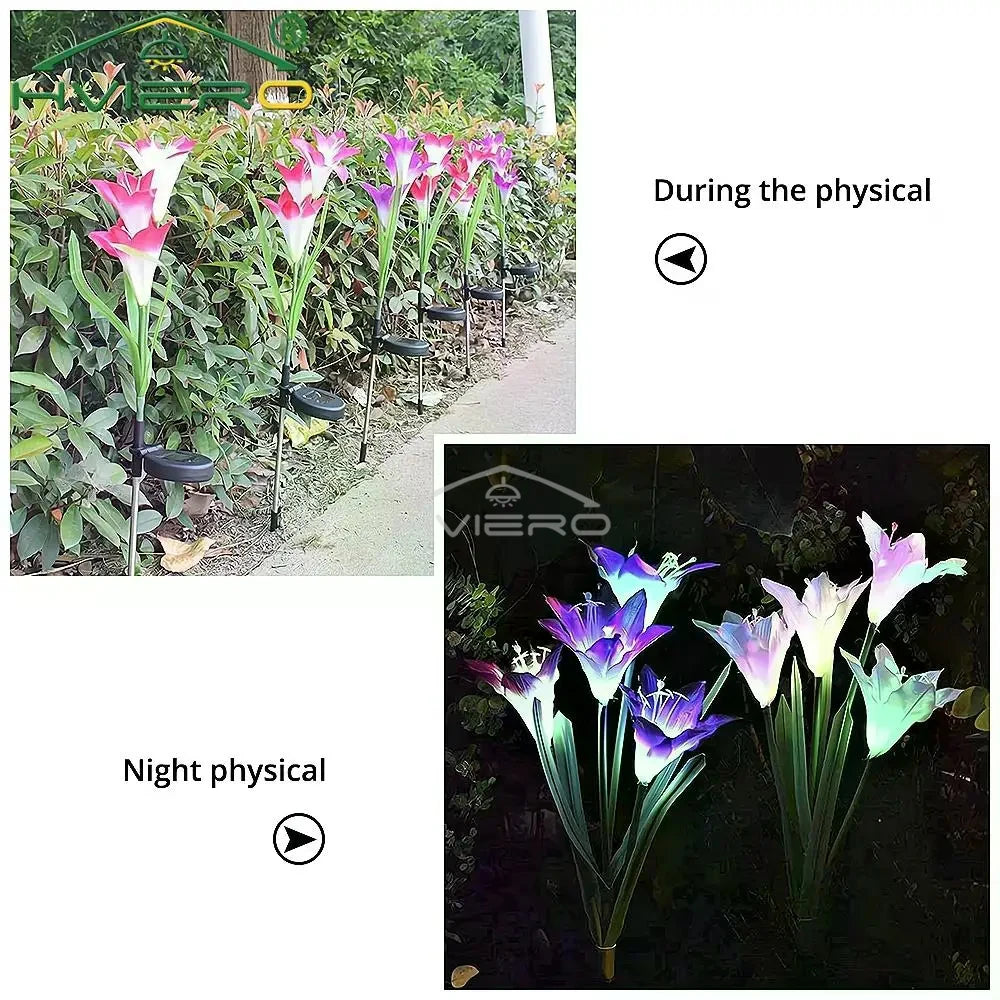 Solar LED Lily Flower Garden Light | IP65 Waterproof Pathway Lamp