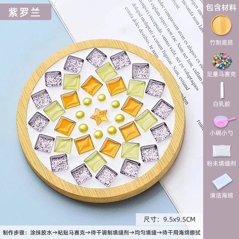 Mosaic Coasters DIY Creative Children's Handmade Material Pack Event New Year's Easter Handmade Diy Gifts Oasis Select Circle F 9 9cm