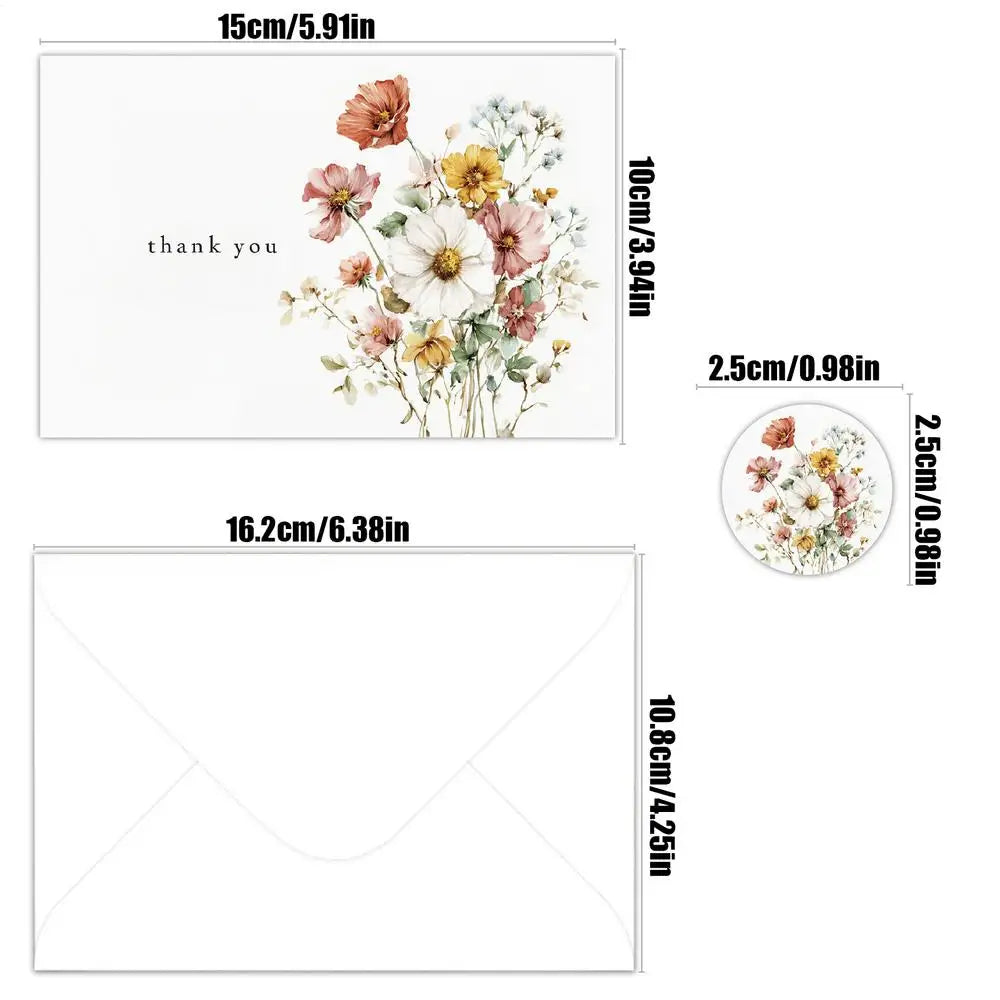 4Pcs Watercolor Floral Botanical Design Greeting Cards With Envelopes For Thank You Birthday Wedding Thank You Cards Oasis Select 4Pcs