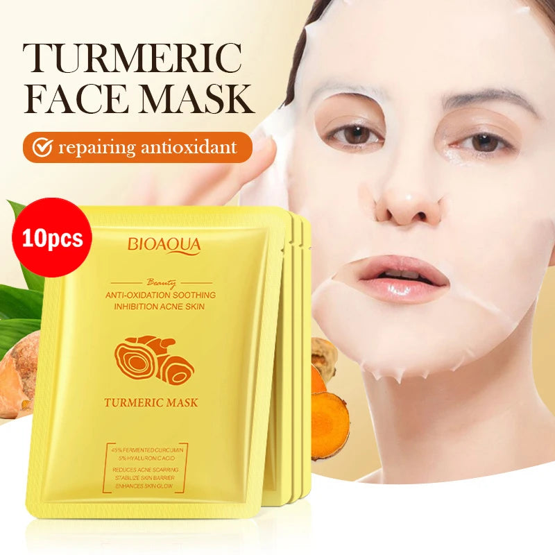 BIOAQUA Snail Hyaluronic Acid Retinol Face Mask 5/10pcs Hydrating Face Mask Oasis Select Turmeric 10p